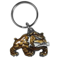 Bulldog With A Bone Metal Key Chain with Enameled Details